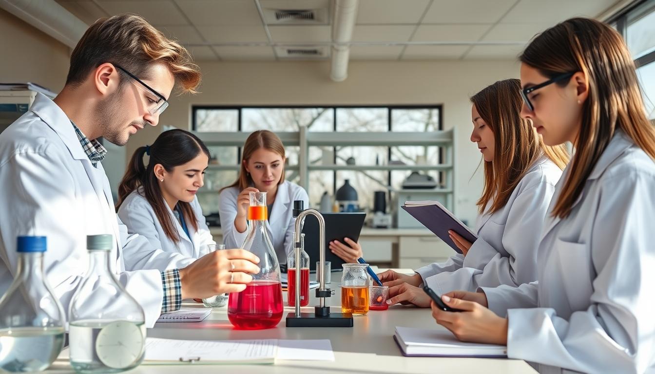 Students working in research laboratory