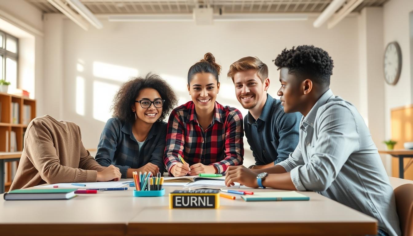 Student using learning strategies while studying